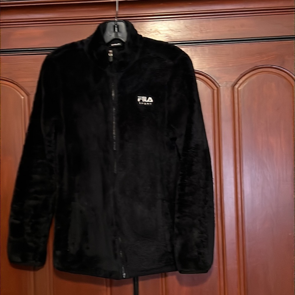 FILA Black Sport Teddy Fleece Full Zipper Size Small - Picture 2 of 9